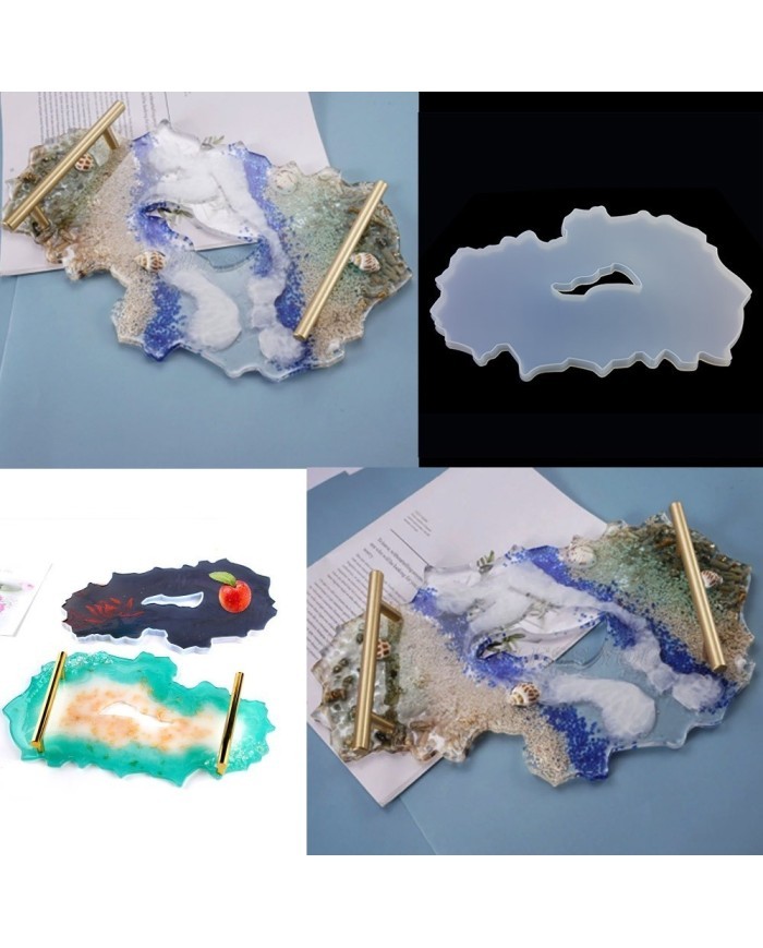 Tepsi Ortası Delik Kütük Modeli Epoksi Reçine ve Beton Silikon Kalıbı -Kod:341