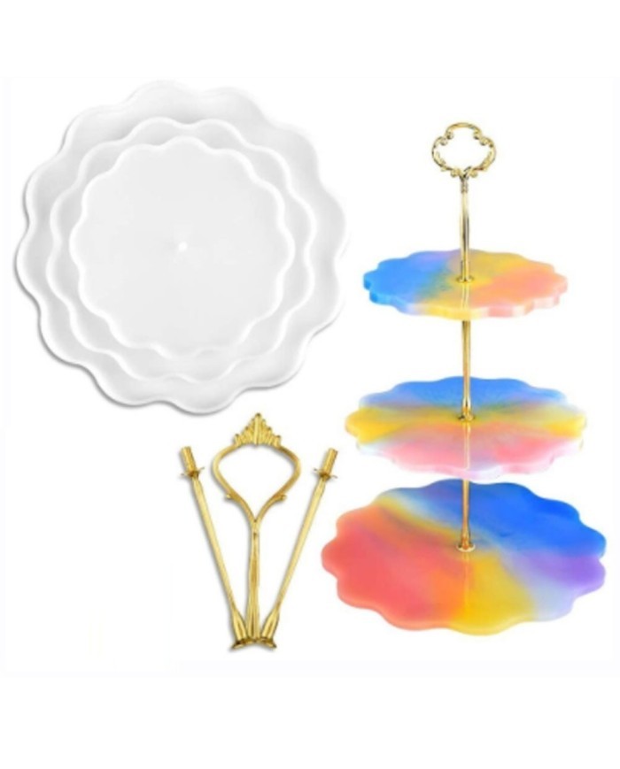 Kek Standı Epoksi ve Beton Silikon Kalıp - Dalgalı -Kod:372