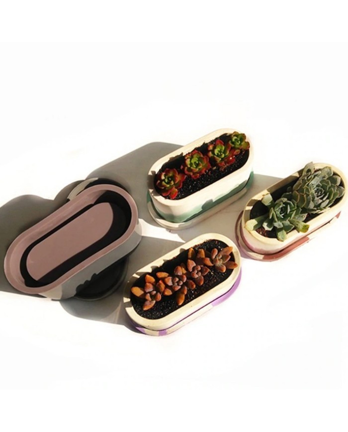 Oval Silikon Beton Saksı Kalıbı