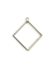 Yan Kare Büyük Reçine Metal Kolye Ucu Renk Seçmeli