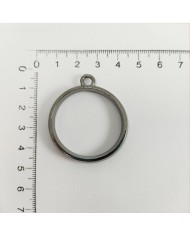 Yuvarlak Üstten Kulplu  Reçine Metal Kolye Ucu - Gümüş