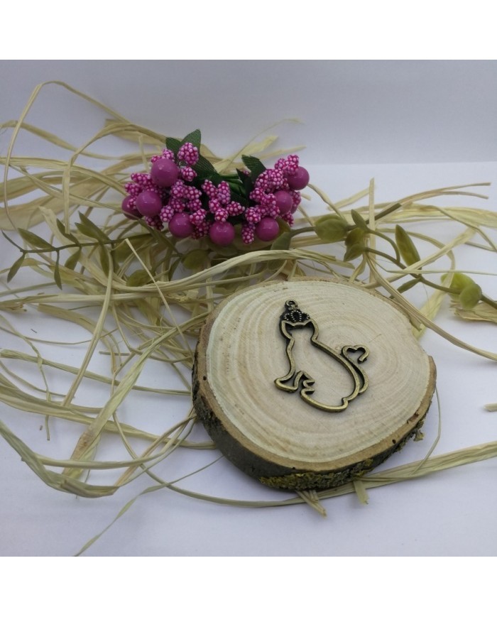 Taşlı Kedi Model Reçine Metal Kolye Ucu Renk Seçmeli