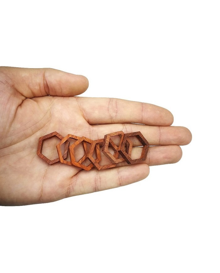 Ahşap eskitme Kolye Ucu - Altıgen