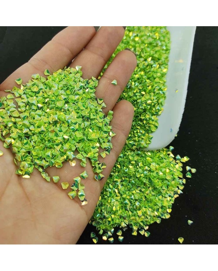 Üçgen Pul Kırığı - Parlak Fosfor Yeşil 10 gr