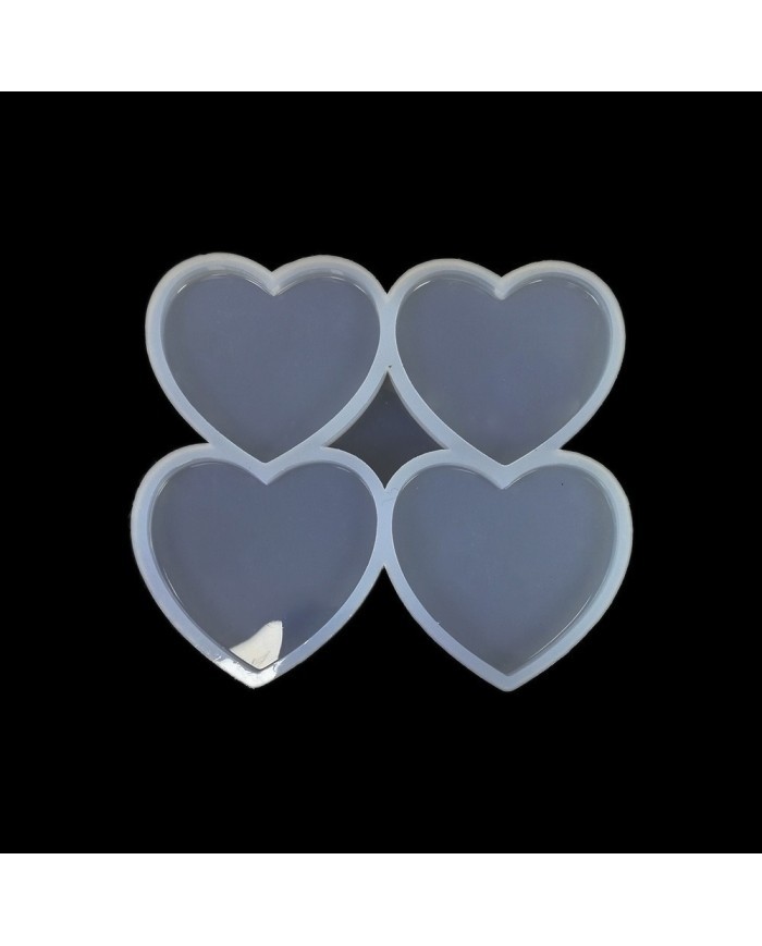 Dörtlü Kalp Magnet Reçine Epoksi Kalıbı - ÇM4