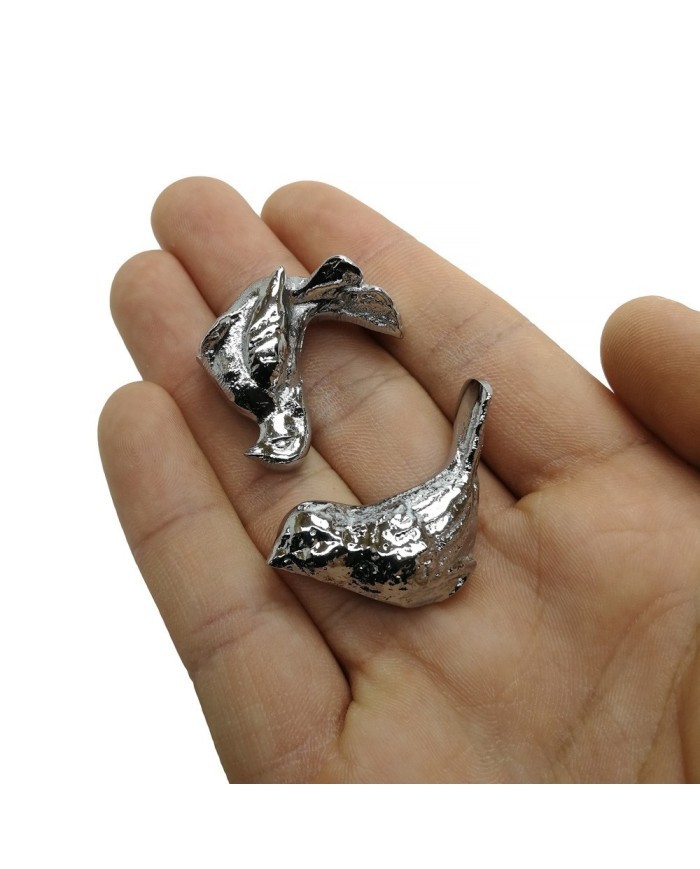 Epoksi Tepsi Kulp Başlığı Kuş Gümüş Model Bir Çift