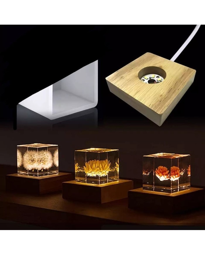 Led  Kare Reçine Epoksi Lambası