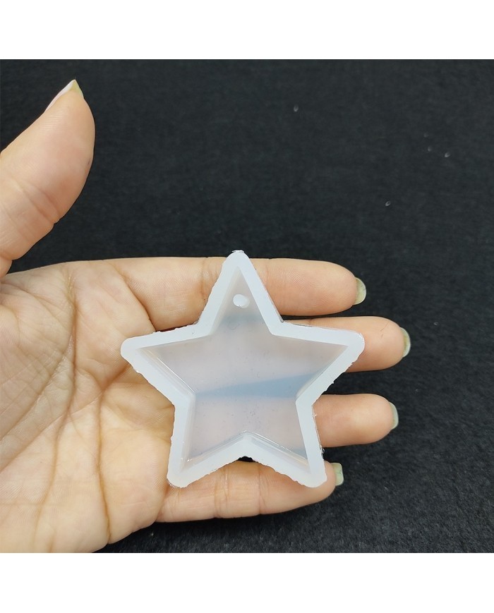 5 ADET Kolye Anahtarlık Yıldız - Reçine Epoksi Kalıp - A2