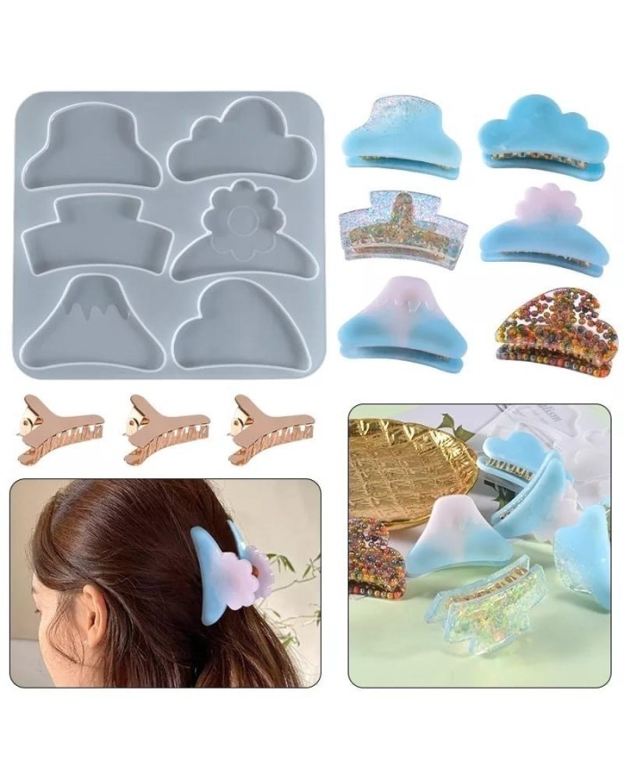 Timsah Ağızlı Epoksi Reçine Silikon 6  Tokalı Set- Kod:1033