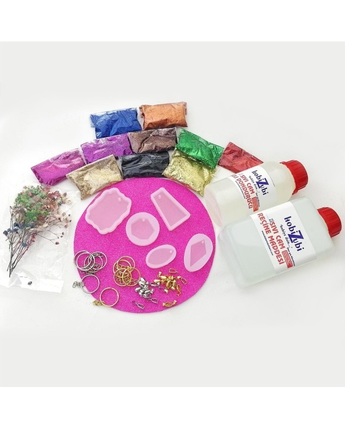 Reçine Epoksi Seti - Anahtarlık Kalıpları (375ml reçine) - E13.E1.E15.A20.A11