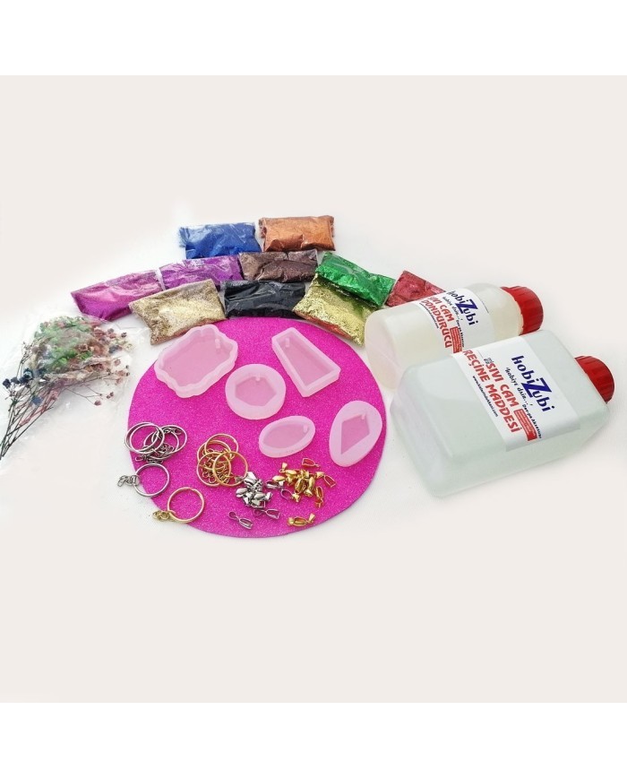 Reçine Epoksi Seti - Anahtarlık Kalıpları (375ml reçine) - E13.E1.E15.A20.A11