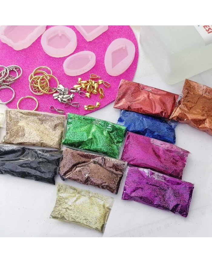 Reçine Epoksi Seti - Anahtarlık Kalıpları (750ml reçine) - E15.A3.A11.E12.417