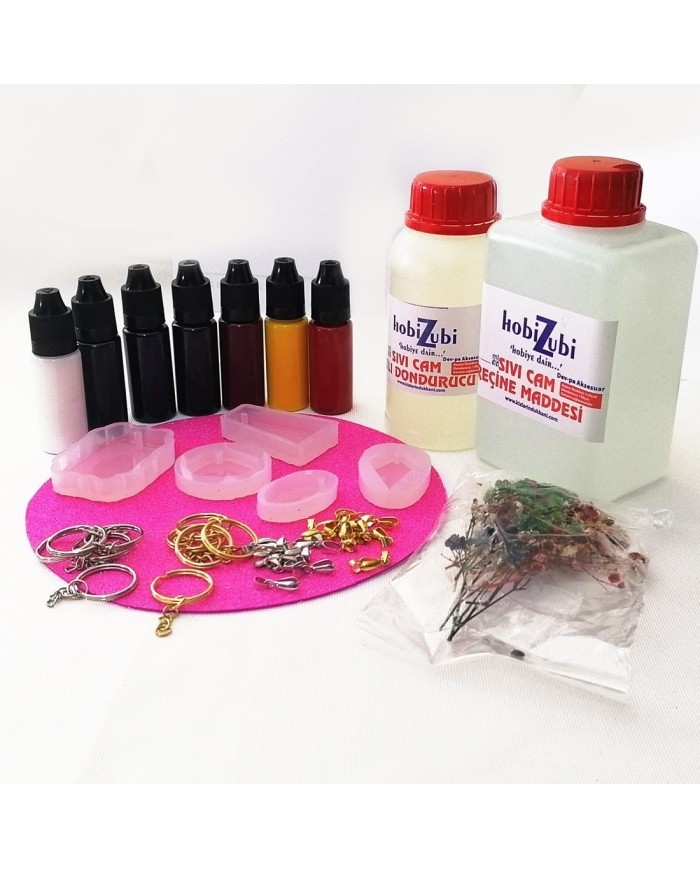 Reçine Epoksi Seti - Anahtarlık Kalıpları (750ml reçine) - E15.A3.A11.E12.417