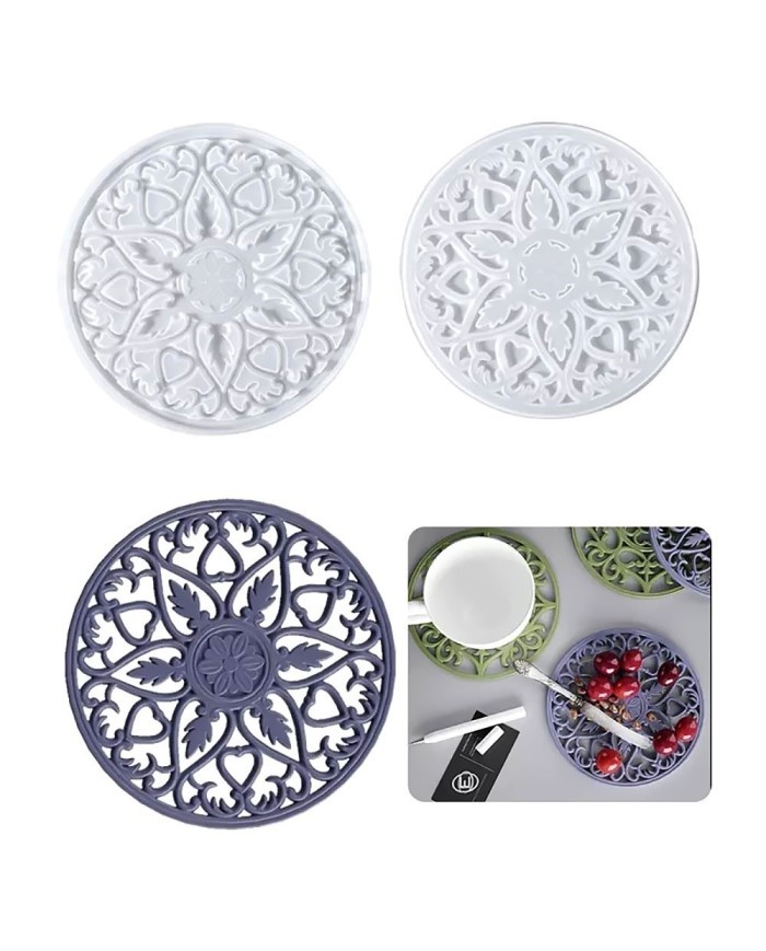 Bardak Altı Reçine Epoksi Kalıp - Nihale -  Çiçek Motifli - 1005