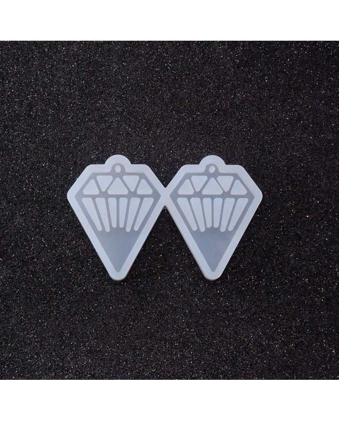 Reçine Epoksi Kalıp - İkili Kolye Küpe Ucu Elmas -Kod:987