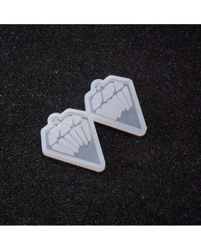 Reçine Epoksi Kalıp - İkili Kolye Küpe Ucu Elmas -Kod:987