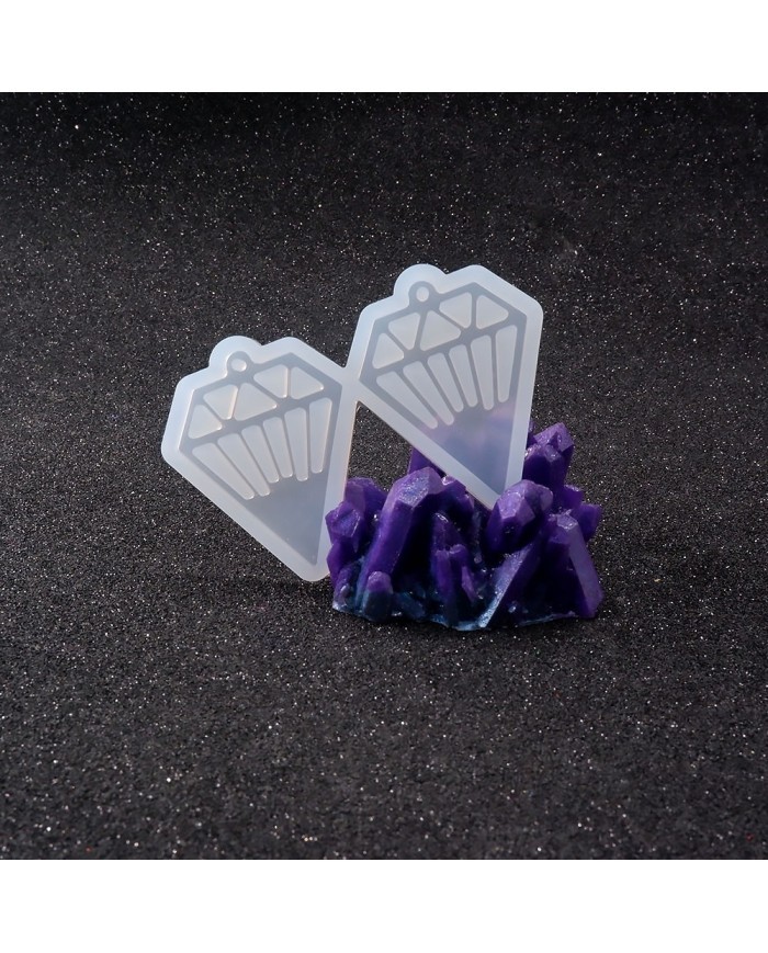 Reçine Epoksi Kalıp - İkili Kolye Küpe Ucu Elmas -Kod:987