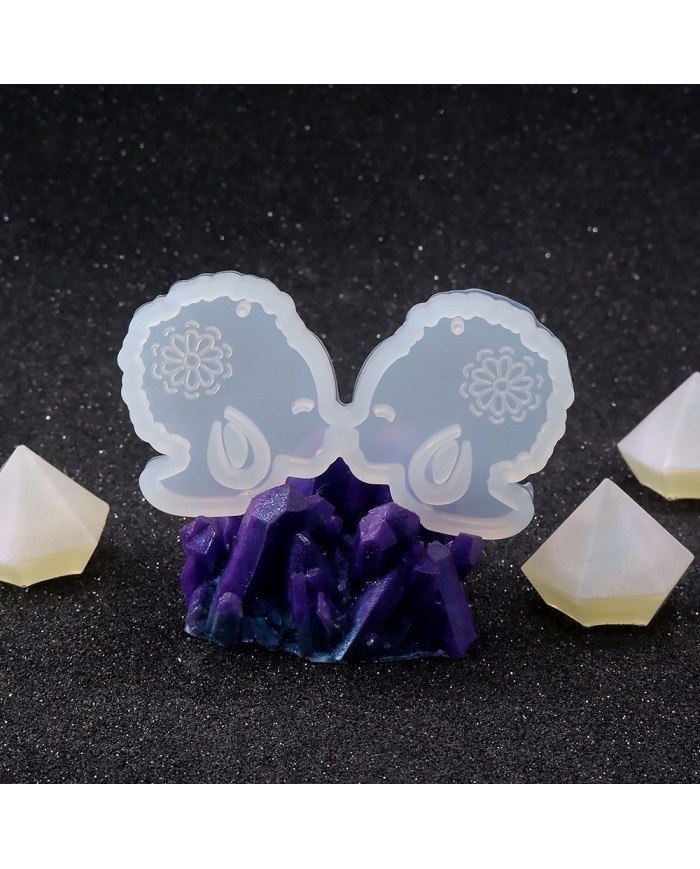 Reçine Epoksi Kalıp - İkili Kolye Küpe Ucu Küpeli Kadın - 986