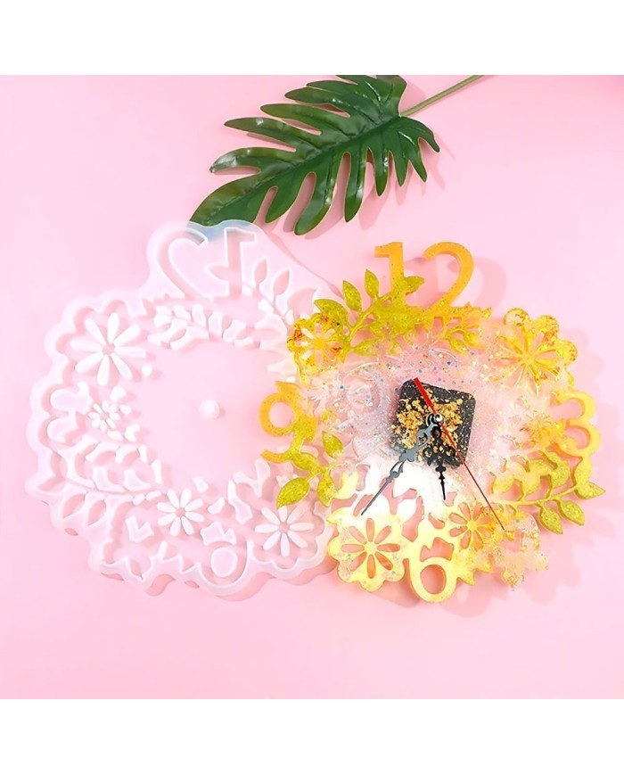 Reçine Epoksi Kalıp - Motifli Saat Kalıbı - 32x34 cm - 1003