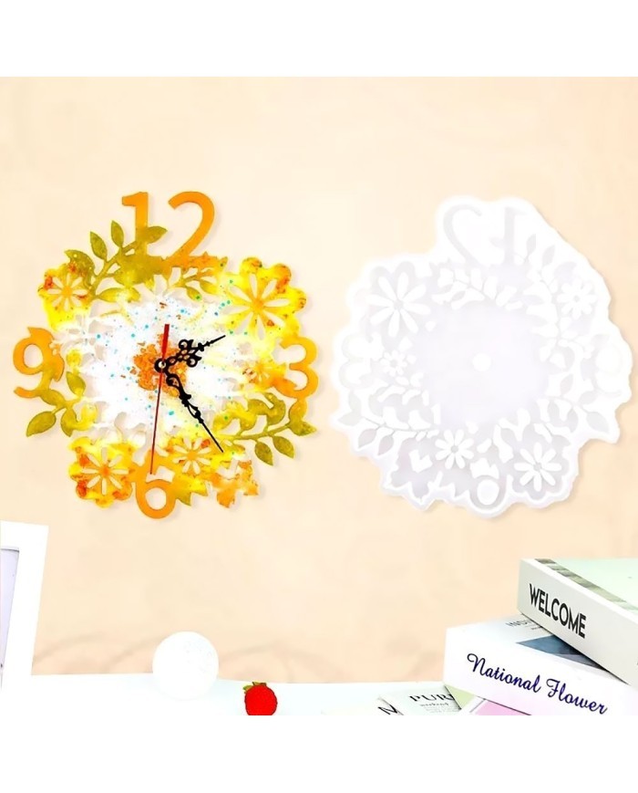 Reçine Epoksi Kalıp - Motifli Saat Kalıbı - 32x34 cm - 1003