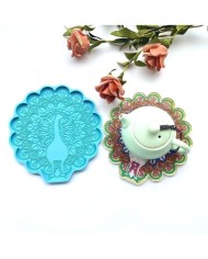 Reçine Epoksi Kalıp - Tavus Kuşu Bardak Altı Nihale - 993