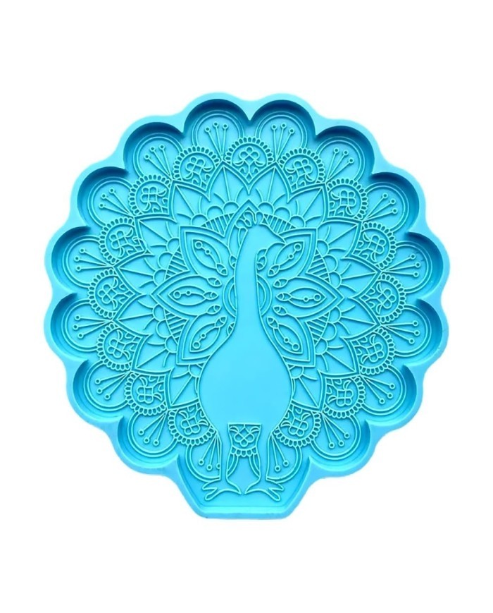 Reçine Epoksi Kalıp - Tavus Kuşu Bardak Altı Nihale - 993