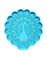 Reçine Epoksi Kalıp - Tavus Kuşu Bardak Altı Nihale - 993