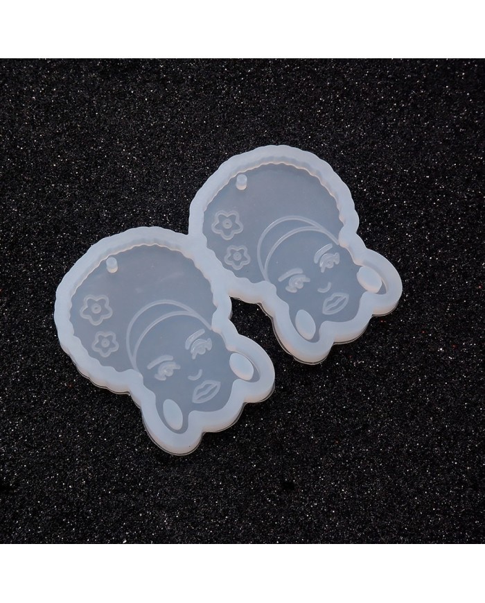 Reçine Epoksi Kalıp - İkili Kolye Küpe Ucu Kadın Motif - 989