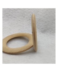 Ahşap Kolye Ucu - Krem Yuvarlak - 3 Adet