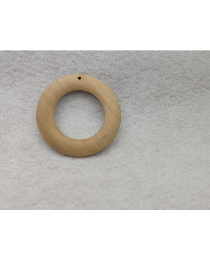 Ahşap Kolye Ucu - Krem Yuvarlak - 3 Adet