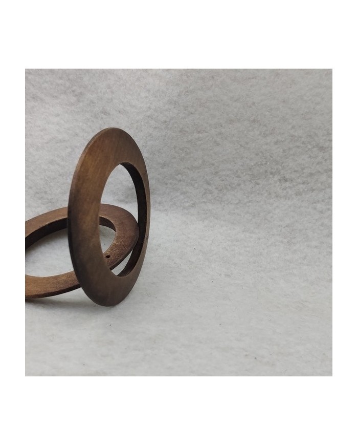 3 Adet - Ahşap Kolye Ucu - Kahverengi