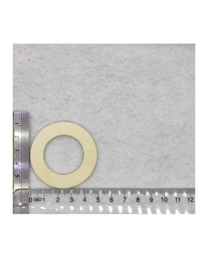 Ahşap Kolye Ucu - Bej Yassı Yuvarlak