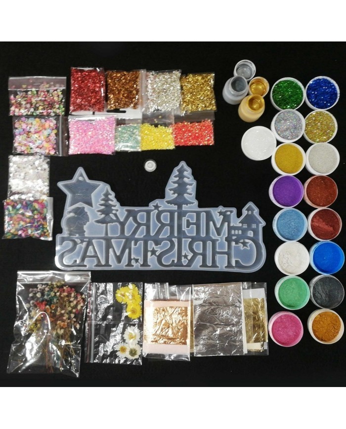 Yılbaşı Merry Chrıstmas Reçine Epoksi Seti - Boya Seçmeli  - A132