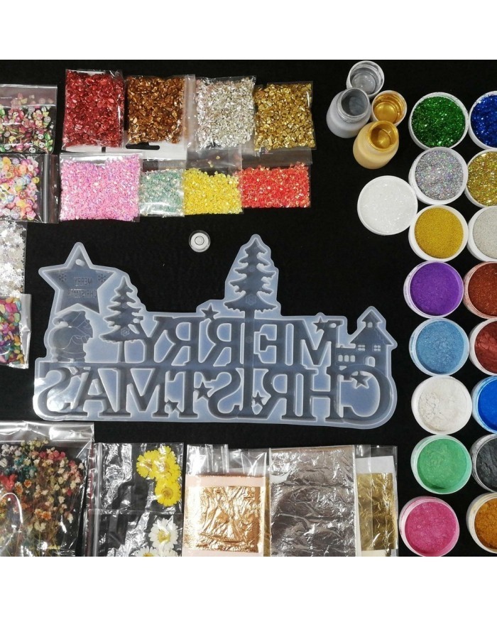 Yılbaşı Merry Chrıstmas Reçine Epoksi Seti - Boya Seçmeli  - A132