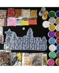 Yılbaşı Merry Chrıstmas Reçine Epoksi Seti - Boya Seçmeli  - A132