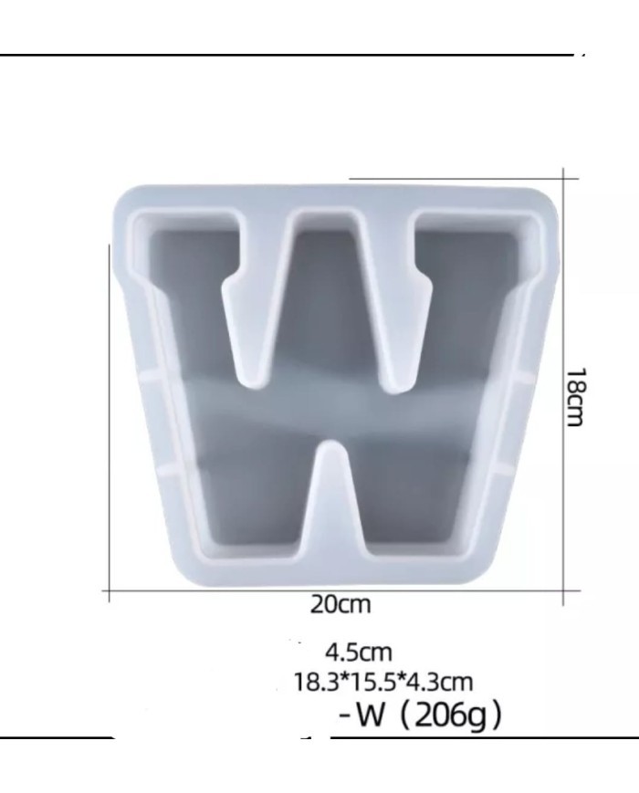 Büyük Reçine Epoksi Silikon Kalıp  Big  Boy Harf  - W