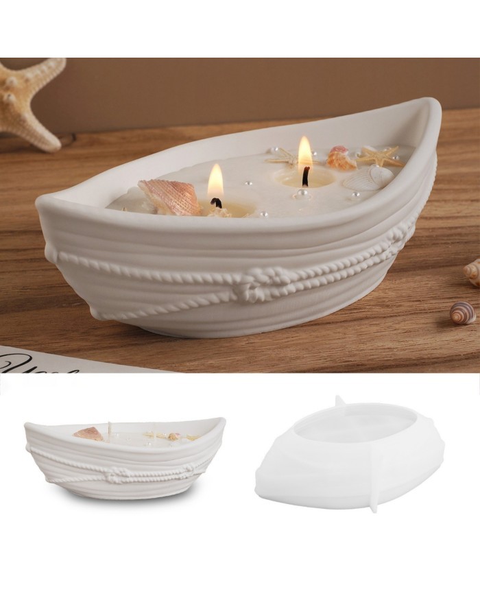 Mum Gemi Silikon Kalıp - Oval Kase, Tekne, Kavanoz ve Halat Desenli Epoksi Reçine ve Alçı Kalıbı-Kod: 1260